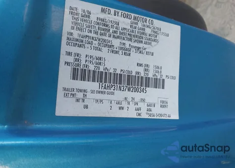 2007 Ford Focus S/Se/Ses from USA, damaged, VIN 1FAHP31N37W200345